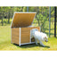 Large Wooden Outdoor Dog House, Waterproof Roof, Elevated Floor, Adjustable Plastic Feet, Yellow