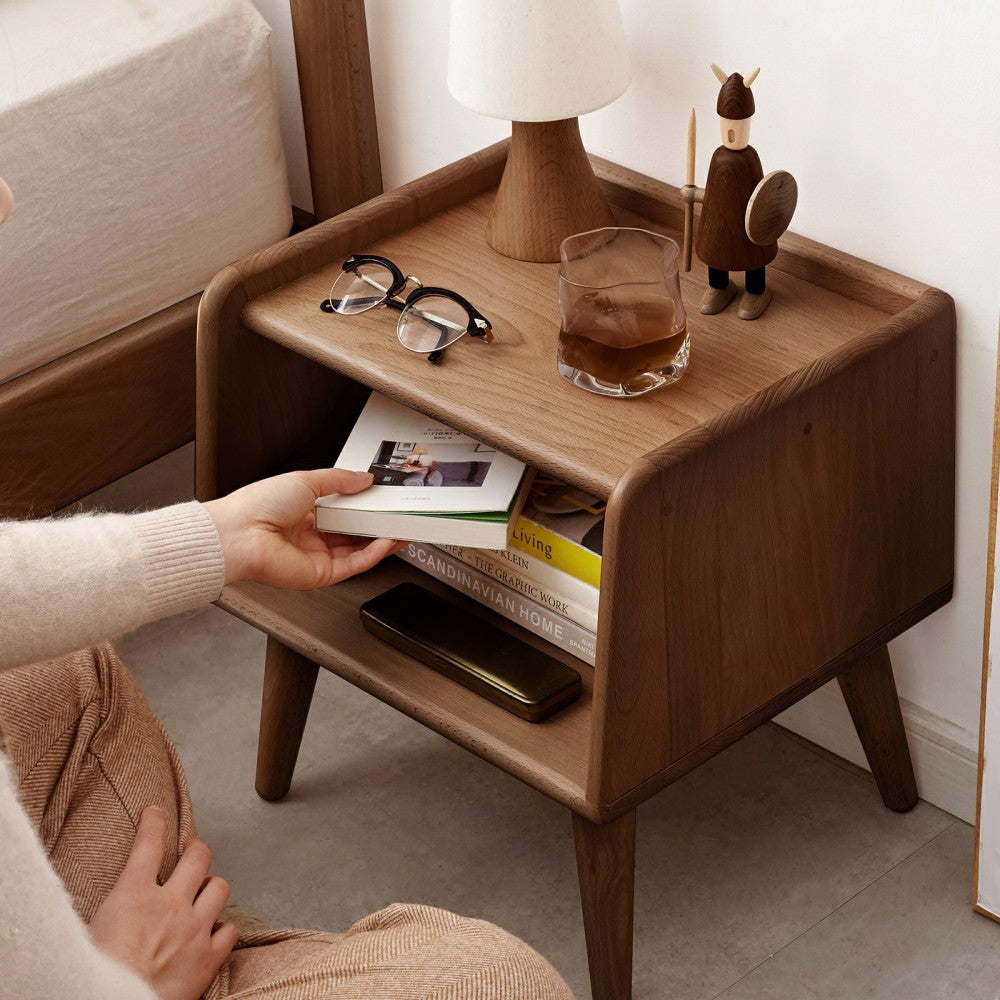 SunJet Pure Solid Wood Bedside Cabinet Modern Simple Nightstands European Beech Bedside Cabinet Nordic Bedroom Solid Beech Storage Cabinet 0.4m