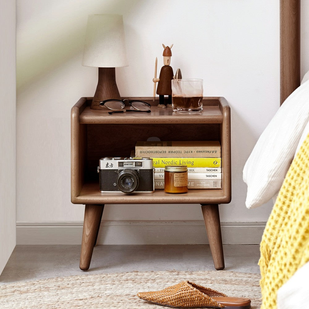 SunJet Pure Solid Wood Bedside Cabinet Modern Simple Nightstands European Beech Bedside Cabinet Nordic Bedroom Solid Beech Storage Cabinet 0.4m