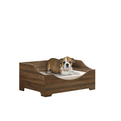 Gibson 36" Brown Alder Wood Finish 36" Wide Modern Comfy Pet Bed with Cushion