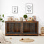Super large dog crate furniture for two dogs with tray, TV stand. Rustic Brown, 75'' W x 26.4'' D x 32.3'' H.