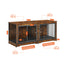 Super large dog crate furniture for two dogs with tray, TV stand. Rustic Brown, 75'' W x 26.4'' D x 32.3'' H.