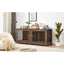 Super large dog crate furniture for two dogs with tray, TV stand. Rustic Brown, 75'' W x 26.4'' D x 32.3'' H.