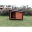 46"Dog House Outdoor & Indoor  Wooden Dog Kennel for Winter with Raised Feet Weatherproof for Large Dogs(Gold red and black)PVC waterproof roof(L)