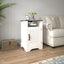 SunJet Farmhouse Nightstand Side Table, Wooden Rustic End Table, Tall Bedside Table with Electrical Outlets Charging Station - Dark Gray