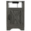 SunJet Farmhouse Nightstand Side Table, Wooden Rustic End Table, Tall Bedside Table with Electrical Outlets Charging Station - Dark Gray