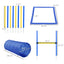 4PC Obstacle Dog Agility Training Course with Jump Hurdle, Tunnel, Pause Box, Weave Poles and Carrying Bag, Backyard Competitive Equipment- Blue/Yellow