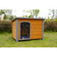 45" winter warm outdoor indoor dog house, made of solid wood, plastic curtain, insulation mat.