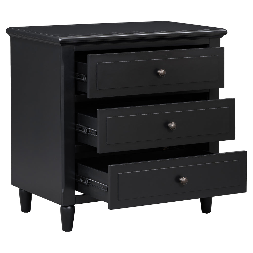 SunJet U_STYLE 28''painted Nightstand with 3 Drawers and Smooth Gliding Rails ,Simple Bedside Cabinet with Metal handle, Minimalist Sofa Side Table with rubber legs for Bedroom Sofa Couch Office