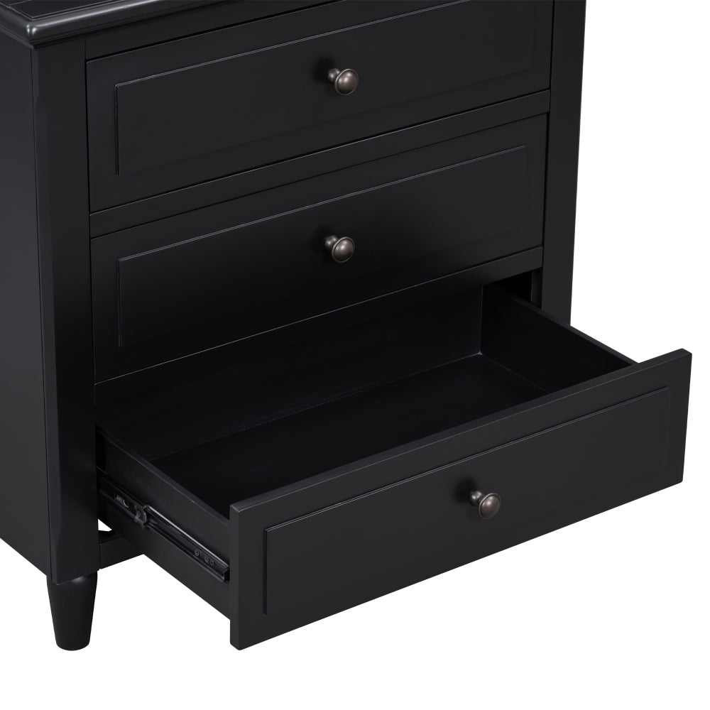 SunJet U_STYLE 28''painted Nightstand with 3 Drawers and Smooth Gliding Rails ,Simple Bedside Cabinet with Metal handle, Minimalist Sofa Side Table with rubber legs for Bedroom Sofa Couch Office