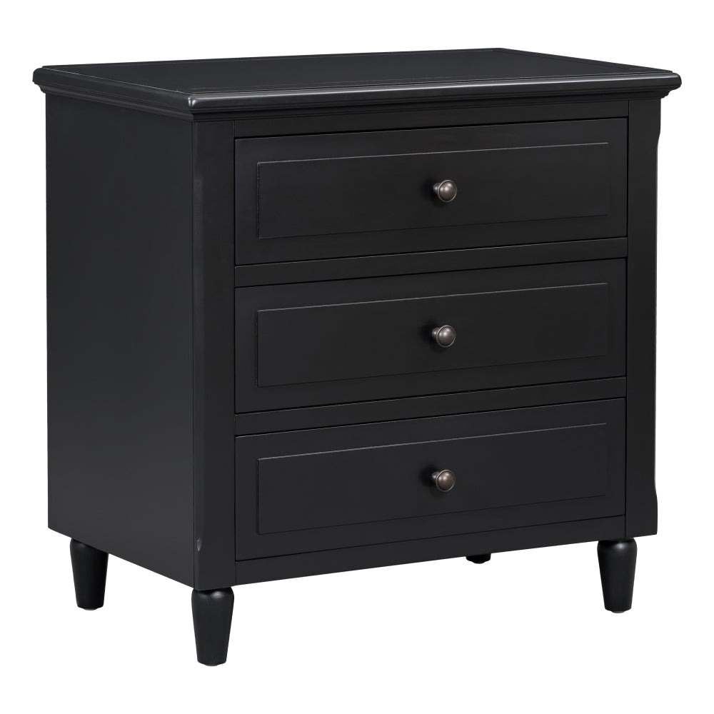 SunJet U_STYLE 28''painted Nightstand with 3 Drawers and Smooth Gliding Rails ,Simple Bedside Cabinet with Metal handle, Minimalist Sofa Side Table with rubber legs for Bedroom Sofa Couch Office