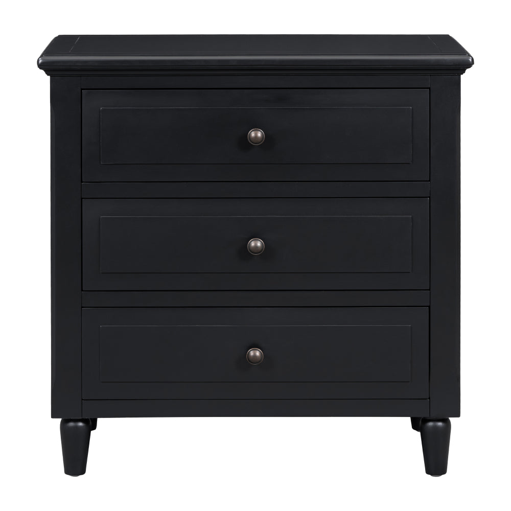 SunJet U_STYLE 28''painted Nightstand with 3 Drawers and Smooth Gliding Rails ,Simple Bedside Cabinet with Metal handle, Minimalist Sofa Side Table with rubber legs for Bedroom Sofa Couch Office