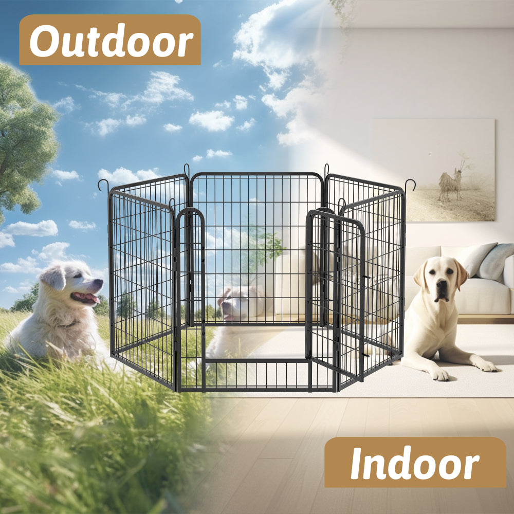 6 Panels Heavy Duty Metal Playpen with door,31.7"H Dog Fence Pet Exercise Pen for Outdoor, Indoor