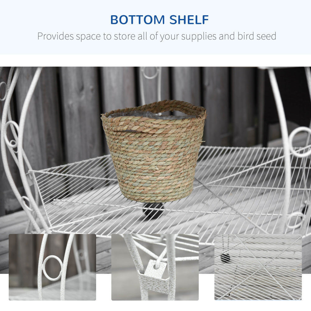 PawHut 77" Flight Bird Cage Hexagon Covered Canopy Portable Aviary With Storage