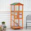 PawHut 65" Wooden Bird Cage Outdoor Aviary House for Parrot, Parakeet, with Pull Out Tray and 2 Doors, Orange