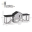 PawHut 83"L Outdoor Rabbit Hutch, Guinea Pig Cage Indoor Outdoor Wooden Bunny Hutch with Double Runs, Weatherproof Roof, Removable Tray, Ramps, Gray