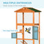 PawHut 65" Wooden Bird Cage Outdoor Aviary House for Parrot, Parakeet, with Pull Out Tray and 2 Doors, Orange