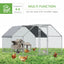 PawHut Large Chicken Coop Metal Chicken Run with Waterproof and Anti-UV Cover, Flat Shaped Walk-in Fence Cage Hen House for Outdoor and Yard Farm Use, 1.26" Tube Diameter, 9' x 12' x 6.5'