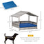 PawHut Wicker Dog House Outdoor with Canopy, Rattan Dog Bed with Water-resistant Cushion, for Small and Medium Dogs, Dark Blue