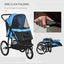 PawHut Pet Stroller for Small and Medium Dogs, 3 Big Wheels Foldable Cat Stroller with Adjustable Canopy, Safety Tether, Storage Basket, Blue