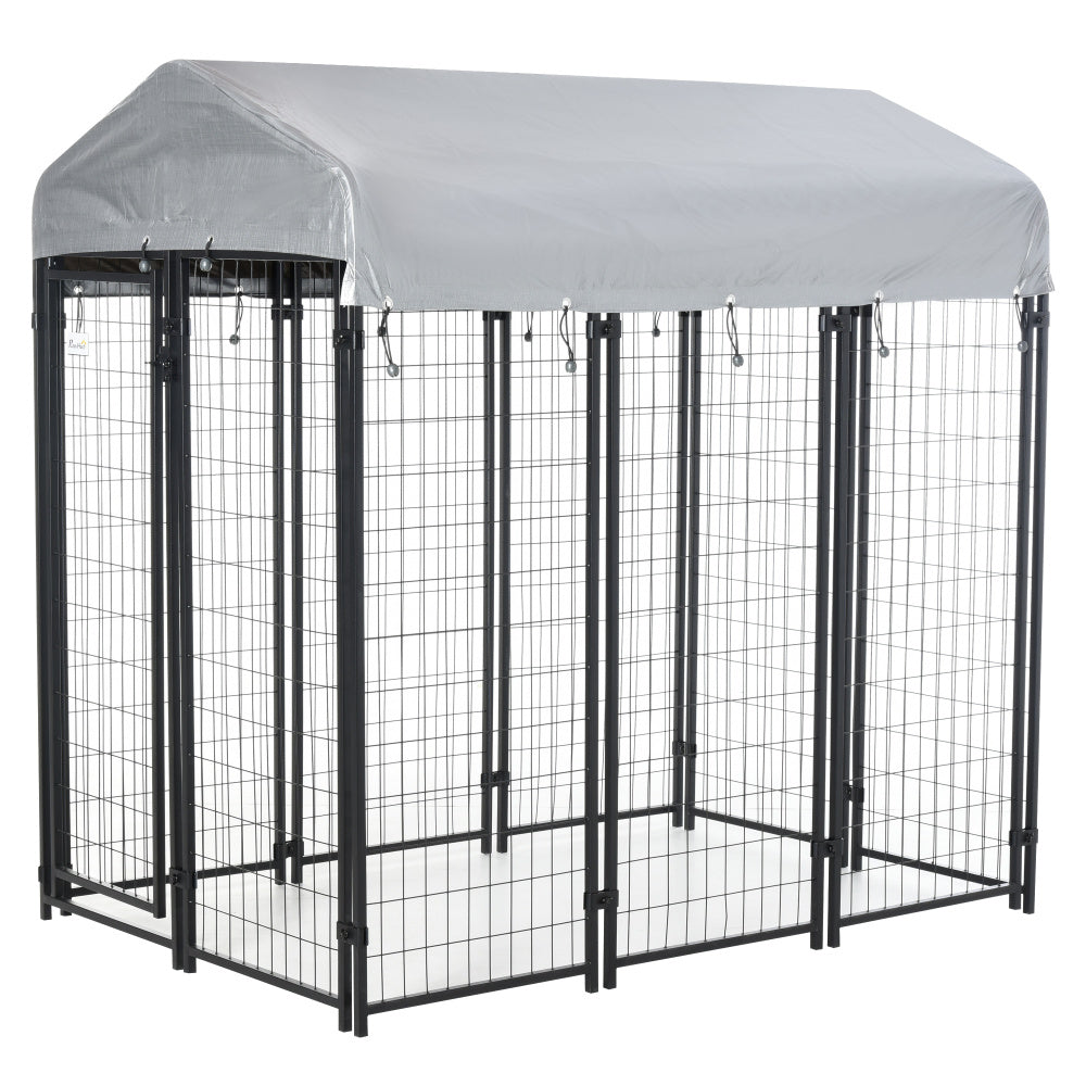 PawHut 6' x 4' x 6' Dog Playpen Outdoor, Dog Kennel Dog Exercise Pen with Lockable Door, Water-resistant Canopy, for Medium and Large Dogs