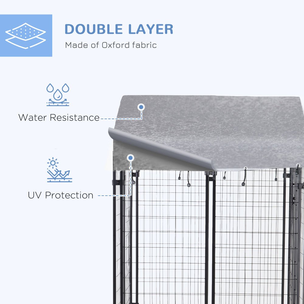 PawHut 4' x 4' x 6' Dog Playpen Outdoor, Dog Kennel Dog Exercise Pen with Lockable Door, Water-resistant Canopy, for Small and Medium Dogs