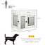 PawHut Dog Crate Furniture with Soft Water-Resistant Cushion, Dog Crate End Table with Drawer, Puppy Crate for Small Dogs Indoor with 2 Doors, White