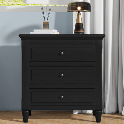 SunJet U_STYLE 28''painted Nightstand with 3 Drawers and Smooth Gliding Rails ,Simple Bedside Cabinet with Metal handle, Minimalist Sofa Side Table with rubber legs for Bedroom Sofa Couch Office