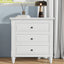 SunJet U_STYLE 28''painted Nightstand with 3 Drawers and Smooth Gliding Rails ,Simple Bedside Cabinet with Metal handle, Minimalist Sofa Side Table with rubber legs for Bedroom Sofa Couch Office