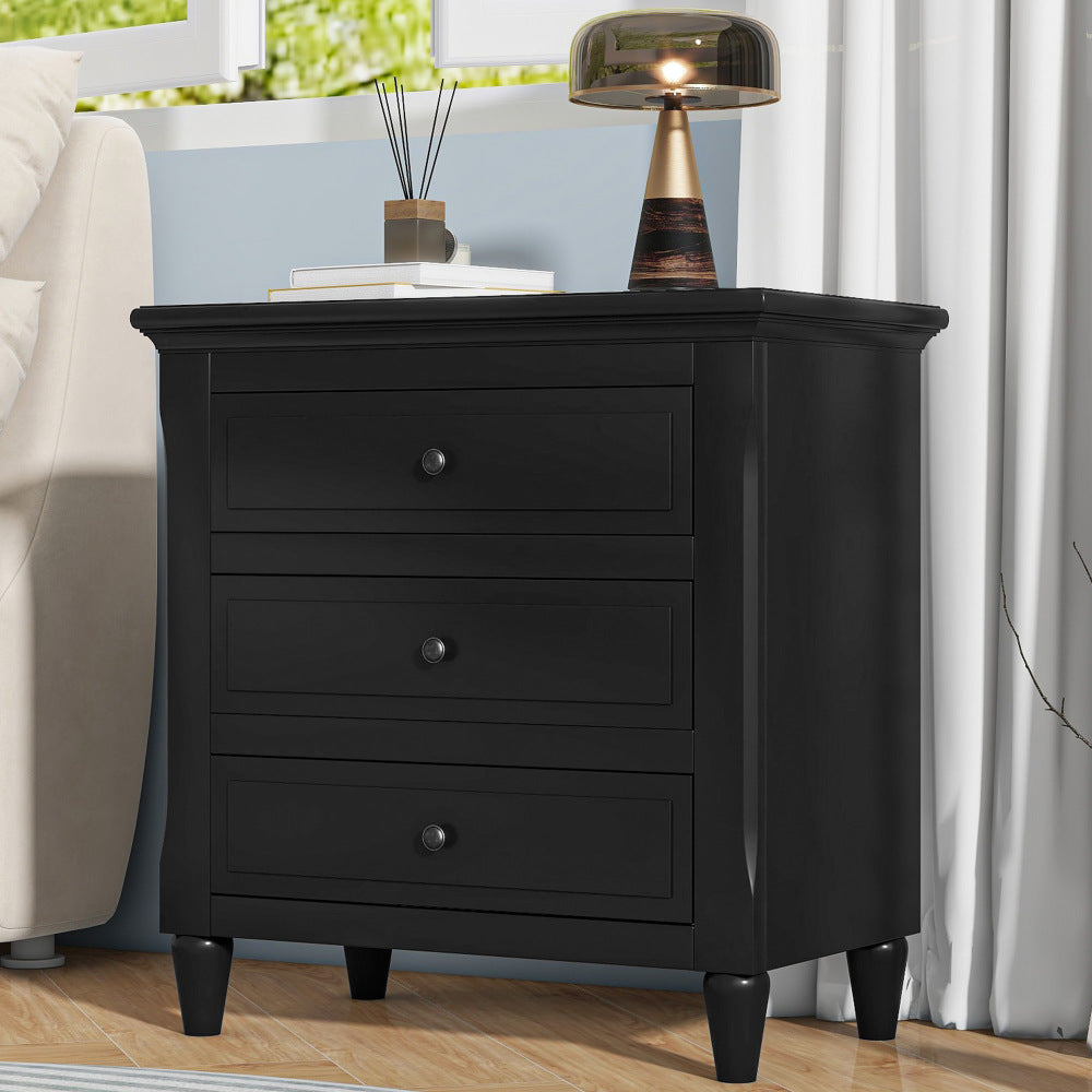 SunJet U_STYLE 28''painted Nightstand with 3 Drawers and Smooth Gliding Rails ,Simple Bedside Cabinet with Metal handle, Minimalist Sofa Side Table with rubber legs for Bedroom Sofa Couch Office