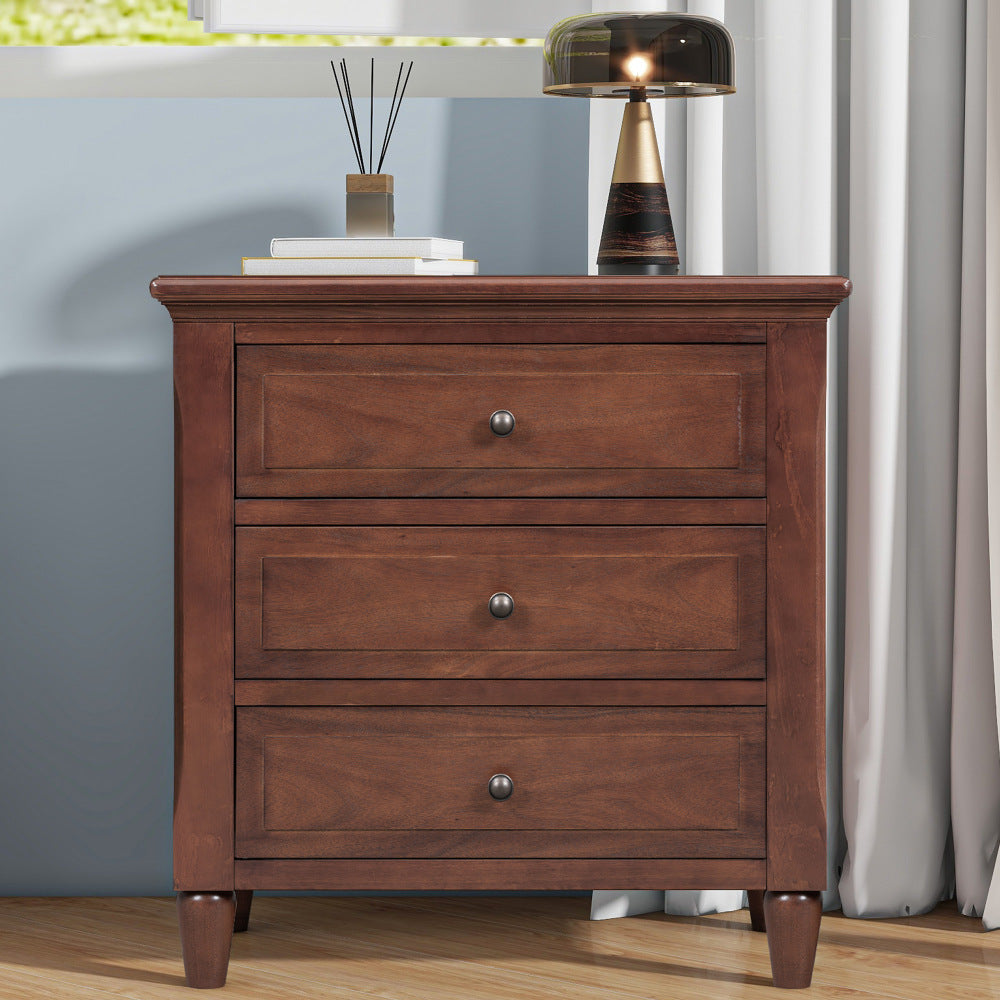 SunJet U_STYLE 28''painted Nightstand with 3 Drawers and Smooth Gliding Rails ,Simple Bedside Cabinet with Metal handle, Minimalist Sofa Side Table with rubber legs for Bedroom Sofa Couch Office