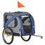 Aosom Dog Bike Trailer Pet Cart Bicycle Wagon Cargo Carrier Attachment for Travel with 3 Entrances Large Wheels for Off-Road & Mesh Screen - Blue / Grey