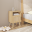 SunJet  22.83'' H Rattan Nightstand, Side Table with Door Open Shelf,  Accent Bedside End Table with Solid Wood Legs for Bedroom, Dorm and Small Spaces, Oak