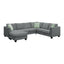 Modern Grey Fabric 7-Seater Modular Sectional Sofa with Ottoman and Pillows, 112*87' L-Shaped Corner Couch Set