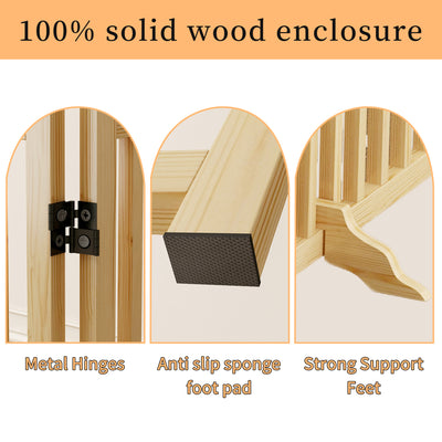 Wooden Freestanding Dog Gates for The House, Dog Gates for Doorways, Wood Stairs Fences Indoor Pet Gate, Step Over Fence-8 Panel 31"H