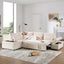 [VIDEO] 107'' Modular Sectional Pull-out Sofa, L shape with Wide Seats, Free Movement Storage Ottoman, Free Combination, Oversize Chenille Sofa for Living Room & Apartment, 2 colors