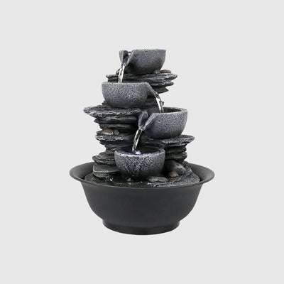 10.6“H Cascading Bowl Tabletops Fountain with LED light