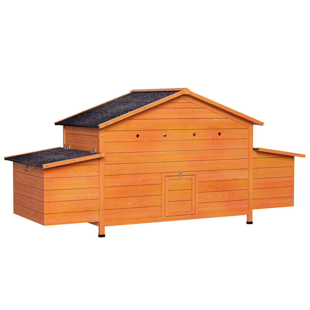 Large Wooden Chicken Coop with Nesting Box, Waterproof Roof, Secure Lock, Ventilated Hen House with Perch & Pull-Out Tray for Easy Cleaning