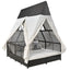 Elegant Outdoor Patio Daybed with Adjustable Backrest and Curtains, Cream, Polyester and Rattan, 80 x 65.3 x 94.8 inches