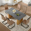 Table and chair set.Cozy Modern MDF Dining Set - 67'x35.4' with 6 brown technology fabric chairs with Featuring arched black legs.Suitable for home dining rooms,hotels,other commercial spaces.