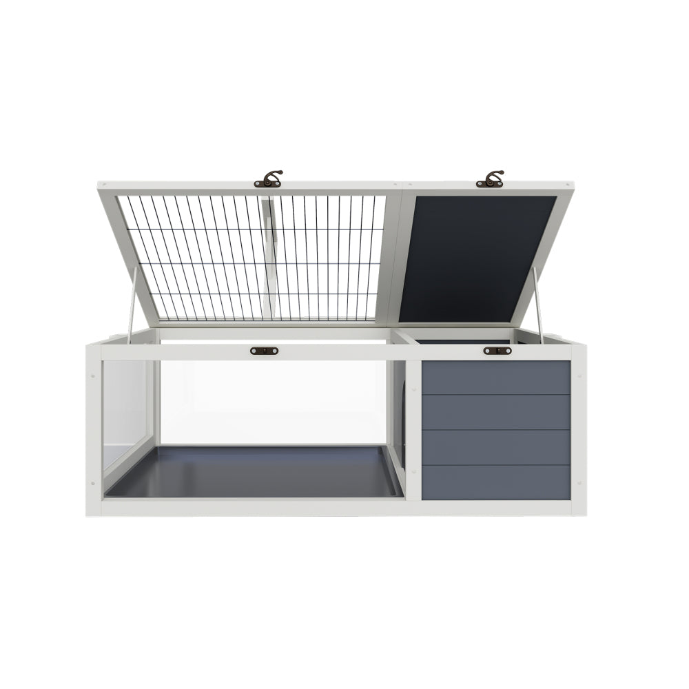 Reptile Habitat Tortoise House with Lamp Holder, 3 Acrylic Observation Windows, 2 Waterproof Trays, Lockable Top, Easy to Clean Wooden Enclosure for Turtles, Lizards, Snakes, and Small Pets