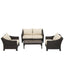 ANTIBES 4PCS Wicker Chat Set with Beige Cushion - Durable Outdoor Seating with Coffee Table
