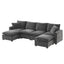 Modern U Shape Modular Sofa, 6 Seat Chenille Sectional Couch Set with 2 Pillows, Freely Combinable Indoor Furniture, 110*57 inches