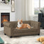 Elegant rectangular pet bed for small and medium-sized dogs, durable elevated dog sofa bed, comfortable dog sofa, modern and fashionable linen fabric dog sofa-Black
