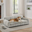 Soft and comfortable pet bed for big and oversized dogs, durable elevated dog sofa bed, comfortable dog sofa, modern and fashionable linen fabric dog sofa-Beige