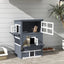 PawHut 3-Story Cat House Feral Cat Shelter, Outdoor Kitten Condo with Raised Floor, Asphalt Roof, Escape Doors, Jumping Platforms, Dark Gray