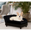 Raised Pet Couch with Comfortable Cushion, Pine Wood Legs,  Dark Blue