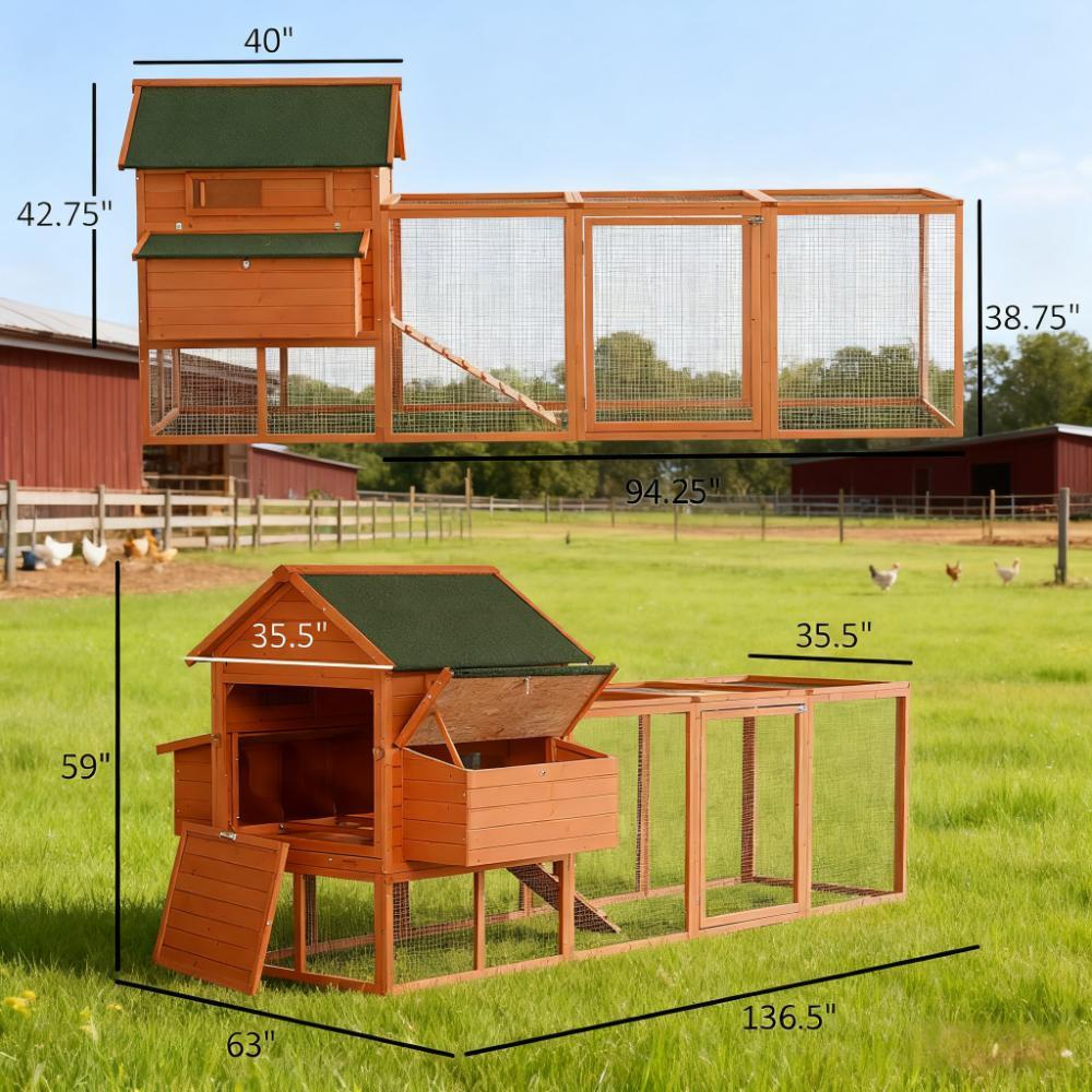 Chicken Coop Wooden Large Chicken House Deluxe Rabbit Hutch Lockable Poultry Hen Cage