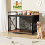 GO 42.8" Heavy Duty Large Dog Crate Furniture for Large Medium Dog, Farmhouse Wooden Dog Kennel Indoor End Table, Decorative Pet House for Large Dogs, Brown