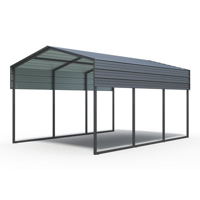 Heavy-Duty Outdoor Metal Carport with Galvanized Steel Roof and Frame, Charcoal, 10 x 15 FT
